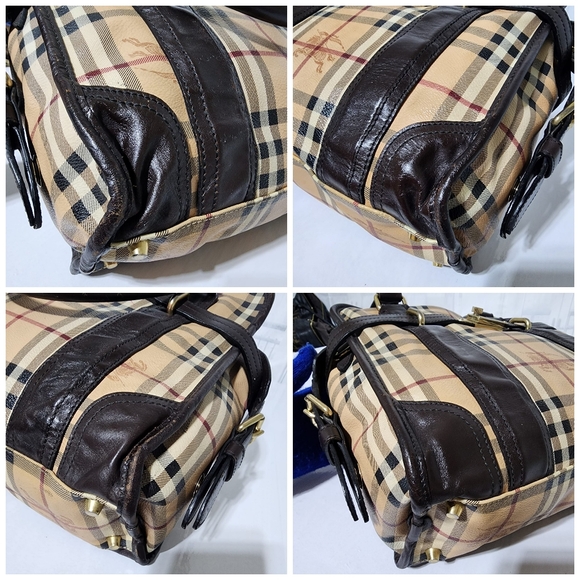 BURBERRY Haymarket Check Minford Portrait Tote Black/ Beige - Picture 13 of 14